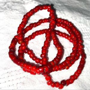 Vintage Strand of Red Cased Glass Beads